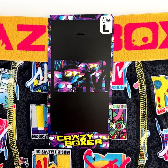 MTV Logo Crazy Boxer Briefs Mens Large Underwear Retro 90s TV Colorful Fun Gift - Picture 2 of 8